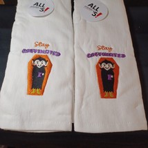 Halloween Themed Kitchen Dish Towels 16&quot; x 26&quot; Set of 2 ~ Stay Coffinated - $111.81 MXN