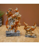 Chinese Natural Shoushan Stone Lovebirds Rooster Statue Sculpture Decor Set - $237.70 CAD