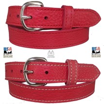 LADIES PINK BULLHIDE LEATHER STITCHED BELT Choice of Stitching HANDMADE ... - $67.99