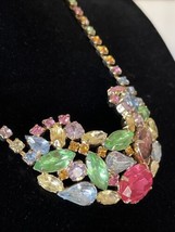 Vintage Juliana Fruit Salad Pastel Rhinestone Necklace Estate Jewelry - £200.28 GBP