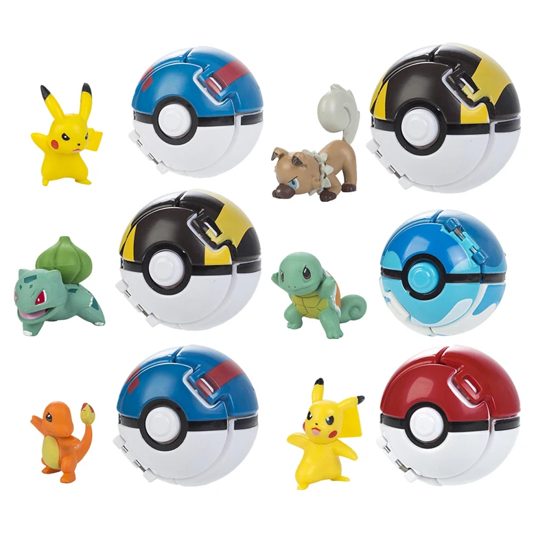 Genuine Tomy Pokemon Pikachu Balls Anime Figure Model Toys Ball Box Battle - £14.84 GBP+