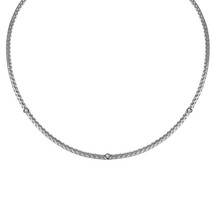 0.20 Carat Diamond Braided Cable Chain 14K White Gold Necklace - £853.89 GBP