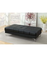 Black Bonded Leather Extra Large Ottoman with Metal Legs - €454,61 EUR
