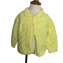 Vintage Handmade Knit Cardigan Sweater 4T Toddler Yellow Long Sleeve Buttons - £21.81 GBP