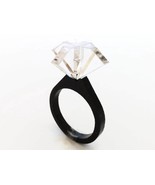 Diamond Acrylic Solitaire Ring, Large Laser-Cut Design, Modern Minimalis... - $13.00