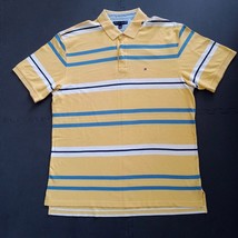 Tommy Hilfiger Vintage Yellow Blue Multicolor Striped Polo Size 2XL 100%... - £17.20 GBP