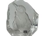 MATS JONASSON Crystal Penguin Etch Signed Paperweight Art Glass Sweden - $30.10
