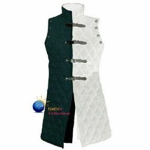 Medieval Black white Gambeson Vest Costume Thick Padded Sleeves Less Aketon Jack - £71.72 GBP