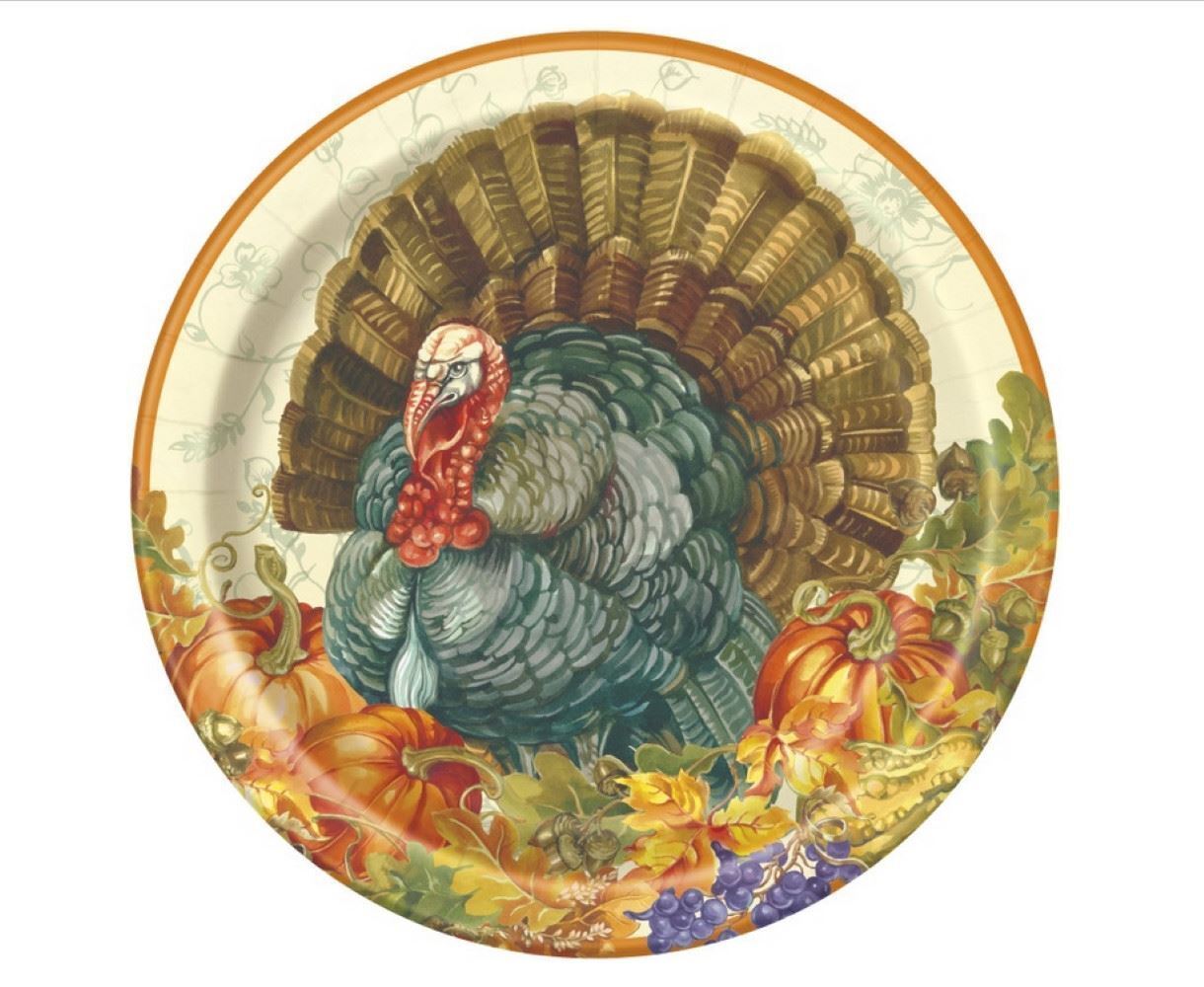 Primary image for Traditional Thanksgiving Turkey 8 Ct 9 in Dinner Plates