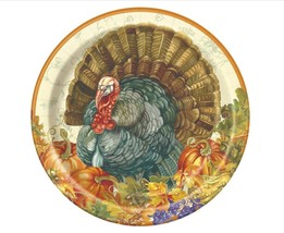 Traditional Thanksgiving Turkey 8 Ct 9 in Dinner Plates - $4.35