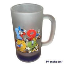 Vintage Disney Frosted Mug Cup Glass 1999 Four Parks Fab 5 MGM Mickey Minnie Don - $12.84