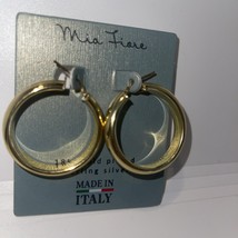 Mia Fiore 18KT GOLD PLATED STERLING SILVER Hoop Earrings 1.5&quot; X 0.25&quot;NEW - $1,642.30 MXN