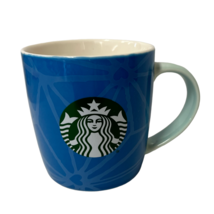 Starbucks 2022 Blue Web Hearts Siren Logo 11 oz Coffee Mug Cup Teal Handle Nice - £13.96 GBP