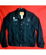 Levi Strauss &amp; Co. Kid XL Patch Trucker Black Denim Jean Jacket - $56.43