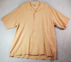 Tommy Bahama Shirt Men XL Pale Orange Hawaiian 100% Silk Slit Collar Button Down - £13.38 GBP