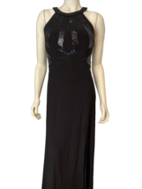 Morgan &amp; Co. Black Halter Top Sleeveless Long Black Dress Embellished Si... - $18.99