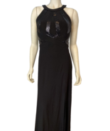 Morgan &amp; Co. Black Halter Top Sleeveless Long Black Dress Embellished Si... - $361.56 MXN