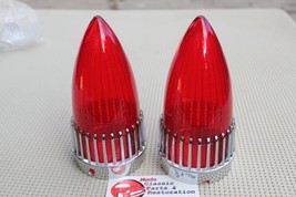59 Cadillac Red Tail Light Lenses Chome Crown Bezels Custom Harley Car H... - $72.47