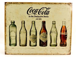 Coca-Cola Bottle Evolution, 12.5 x 16 Metal Poster, Bar/Game Room Decor,... - £7.79 GBP