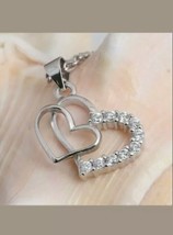 1.20Ct Imitación Diamante Doble Collar con Corazón 14K Bañado en Oro Blanco - £80.32 GBP