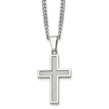 Chisel Stainless Steel Polished with Grey Carbon Fiber Inlay Small Cross... - $69.00