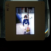 1978 VTG 35mm Slide Boy As Football Player Halloween Trick Or Treat Kodachrome - £7.86 GBP