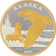 Alaska Mint  2025  Alaskan Eagle Medallion Gold &amp; Silver Medallion Proof... - $149.48