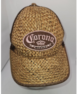 Corona Mexico Ball Cap Wicker Straw Front and Bill Adj Strap Back Net Ma... - $14.50