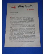 Australia Vintage Pamphlet Booklet Brochure Jan 1958 An Outline  - $20.56 CAD