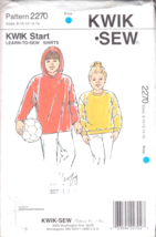 Kwik Sew Sewing Pattern #2270 Sizes 8-10-12-14-16 Boys&#39; Girls&#39; Shirts 1993 UNCUT - £5.22 GBP