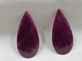 Natural Ruby Faceted Pear Cabochon 2 Pcs 56 Mm 103 Carats Gemstone For Earring - £206.18 GBP