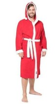 Mens Robe Christmas Red Santa Hooded Long Sleeve Belted Knee Length Wint... - $34.65