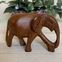 Vintage Solid Teak Hand Carved  Wooden Elephant Sculpture Figurine 3.25&quot;... - $34.80