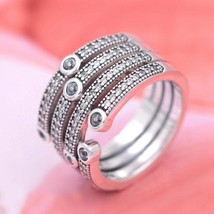 925 Sterling Silver Shimmering Ocean, Frosty Mint &amp; Clear CZ Ring Woman Jewelry  - $28.50