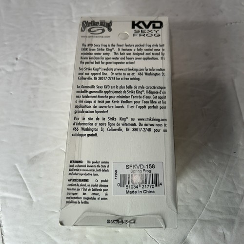 Strike King KVD Sexy Frog Hollow Body Topwater Frog Spring Frog SFKVD-158 NOS Item image 6