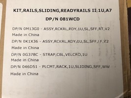 Dell 1U Sliding Rail Kit Type A7 R320 R330 R430 R440 R620 R630 R640 NX3300 NX400 - £124.32 GBP