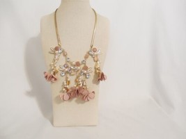 Inc International Concept Gold-Tone Sim. Pearl Pink Petal Bib Necklace F125 $44 - £14.60 GBP