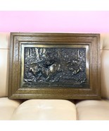 Vintage Volumetric Bronze Engraving Deer Hunting With Dogs Austria  1950’ - $239.34 CAD