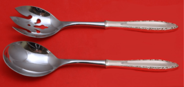 Lace Point by Lunt Sterling Silver Salad Serving Set 2 Piece Custom Made HHWS - £105.87 GBP