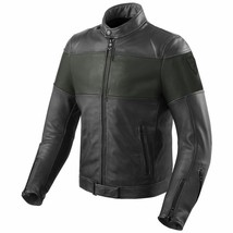 Men Green Black Cont Motorbike Handmade Real Genuine Leather Safety Pads jacket - £123.70 GBP