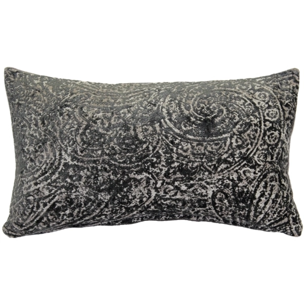 Visconti Gray Chenille Throw Pillow 12x20, Complete with Pillow Insert - $62.95
