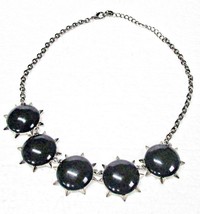 Boutique Black Plastic Starbursts Necklace 17-20 Inches Signed CC - $9.95
