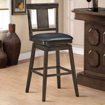 Swivel Upholstered Counter Height Bar Stool 29 inch with Rubber Wood Legs - £103.67 GBP