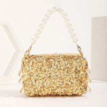 Shinny Sequins Evening Bag Women Fashion Glitter Sequin Beading Handbag Handmade - £72.98 GBP