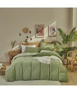 Sage Green Velvet Comforter Sets Twin Light Green Fluffy Bedding Comfort... - £103.19 GBP