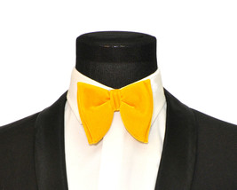 Mens FERUCCI  Oversized Bow Tie - Gold Velvet Bowtie, Mens big bow tie - £31.96 GBP