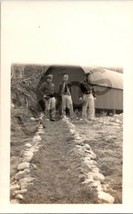 Photo Military Men In Front Of A Quonset Hut 1950s Black/White Picture - $15.13