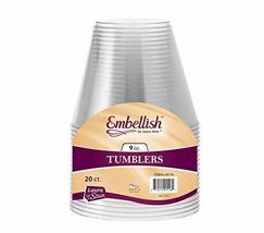 [20 Tumblers] Embellish Crystal Clear Disposable Heavy Duty Plastic 9 Oz Old Fas - $9.49