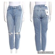 Re/Done NWT 90s High Rise Ankle Crop Light Wash Distressed Fray Hem Jean... - £60.91 GBP
