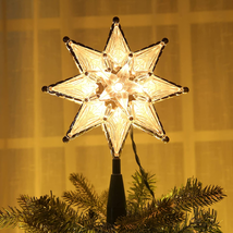 Brizled Star Christmas Tree Topper, 8&quot; Lighted Double-Sided Star Treetop, 8-Poin - £19.98 GBP